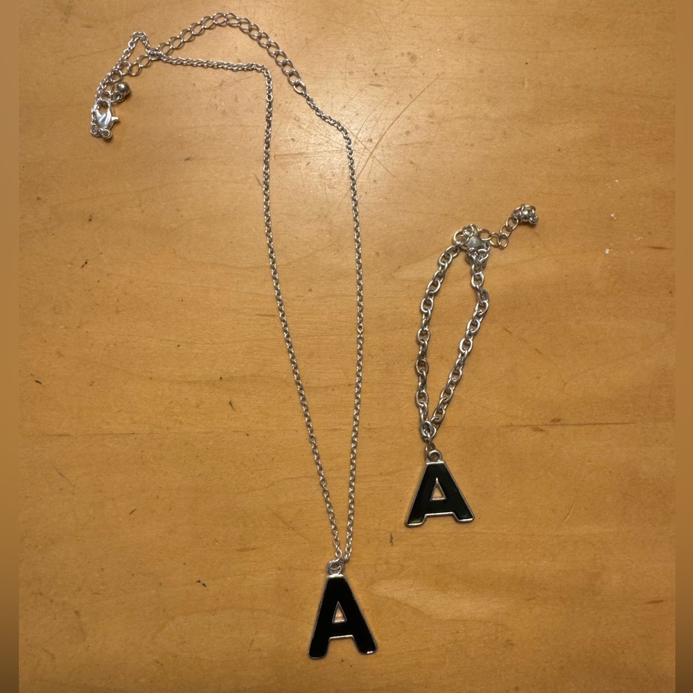 Kids “A” necklace and bracelet set
